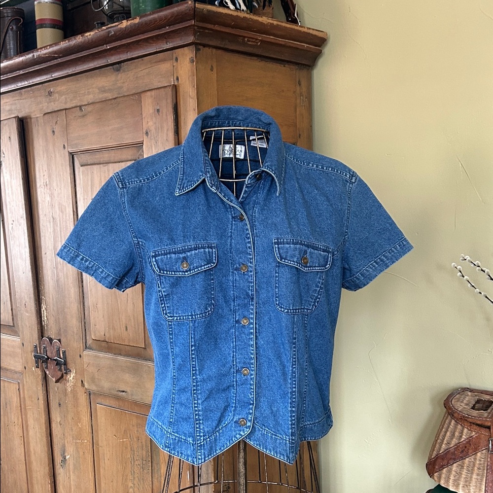 Classic VINTAGE Villager Sport Short Sleeve Western Denim Shirt